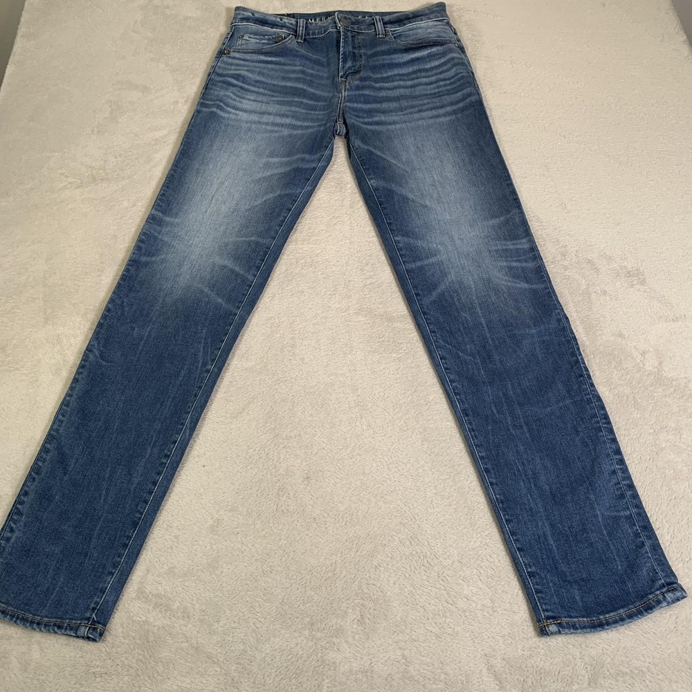 American Eagle Athletic Jeans Mens 30x34 Blue Medium Wash Straight Cozy AirFlex+